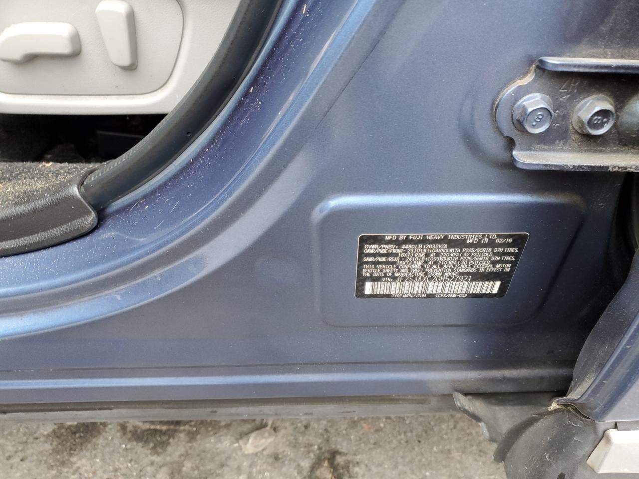 2016 Subaru Forester 2.5I Touring VIN: JF2SJAXC2GH527921 Lot: 81009025