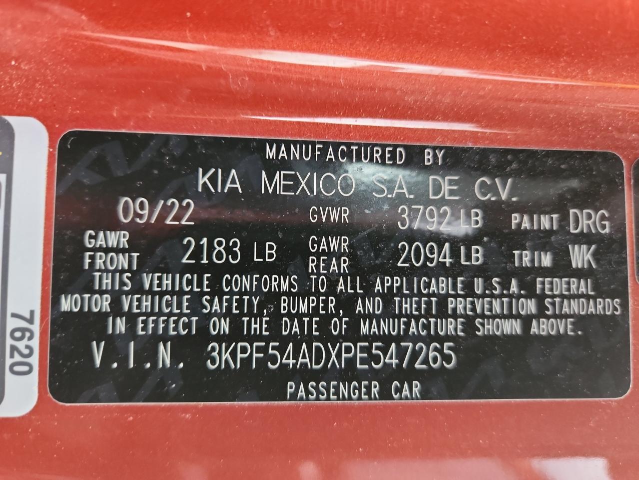 2023 Kia Forte Gt Line VIN: 3KPF54ADXPE547265 Lot: 81891105