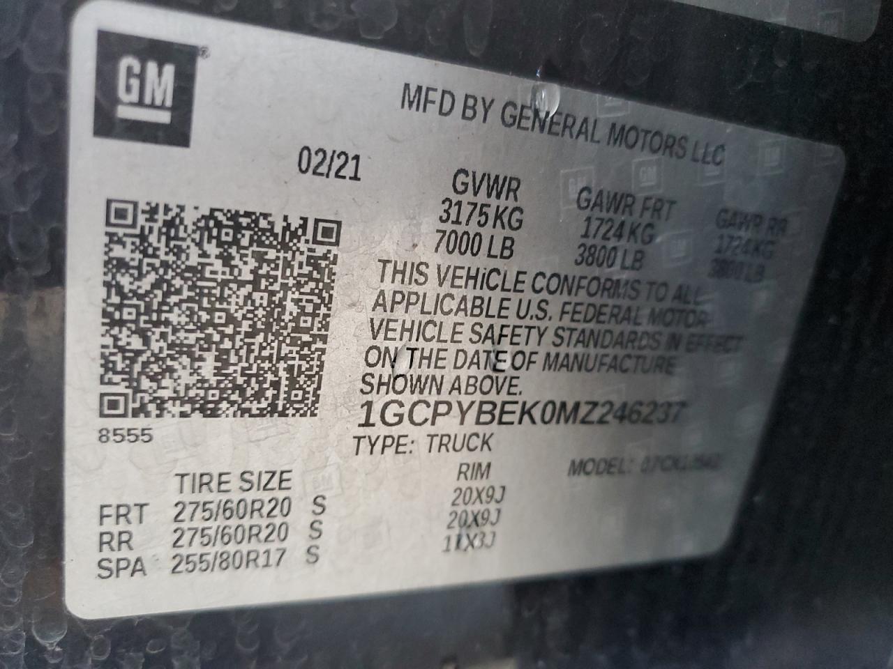 2021 Chevrolet Silverado K1500 Custom VIN: 1GCPYBEK0MZ246237 Lot: 81484075