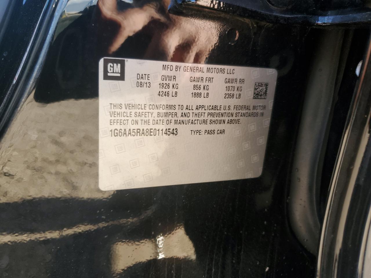 2014 Cadillac Ats VIN: 1G6AA5RA8E0114543 Lot: 83801625