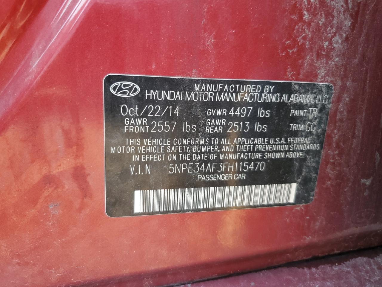 2015 Hyundai Sonata Sport VIN: 5NPE34AF3FH115470 Lot: 71742835