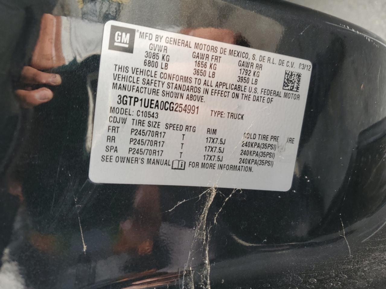 2012 GMC Sierra C1500 Sl VIN: 3GTP1UEA0CG254991 Lot: 80318325