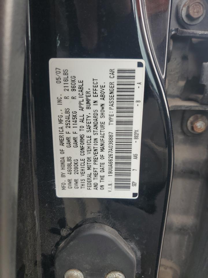 2007 Acura Tl VIN: 19UUA66267A036887 Lot: 81121945