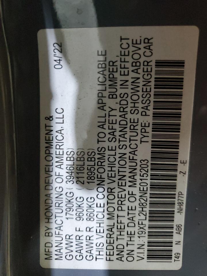 2022 Honda Civic Sport VIN: 19XFL2H82NE015203 Lot: 84581955