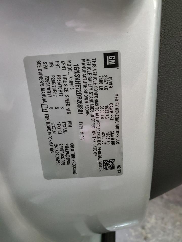 2013 Chevrolet Suburban K1500 Ls VIN: 1GNSKHE72DR266801 Lot: 71655405