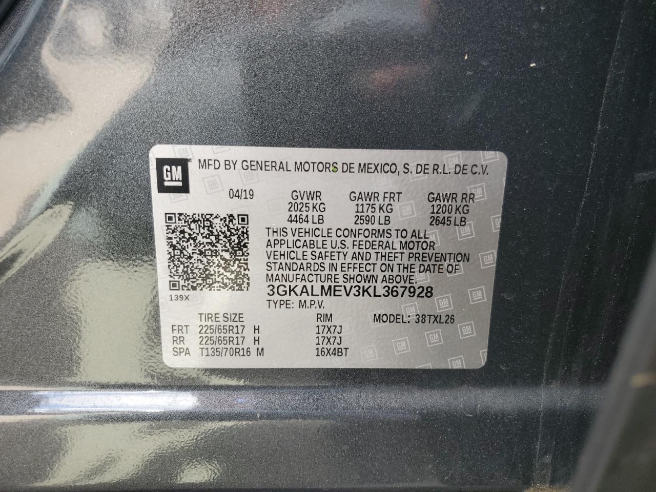 2019 GMC Terrain Sle VIN: 3GKALMEV3KL367928 Lot: 70664245