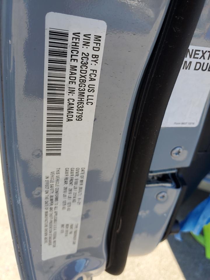 2021 Dodge Charger Sxt VIN: 2C3CDXBG3MH638799 Lot: 70088275