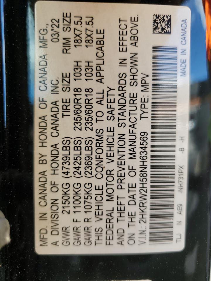 2022 Honda Cr-V Ex VIN: 2HKRW2H58NH634569 Lot: 81432505