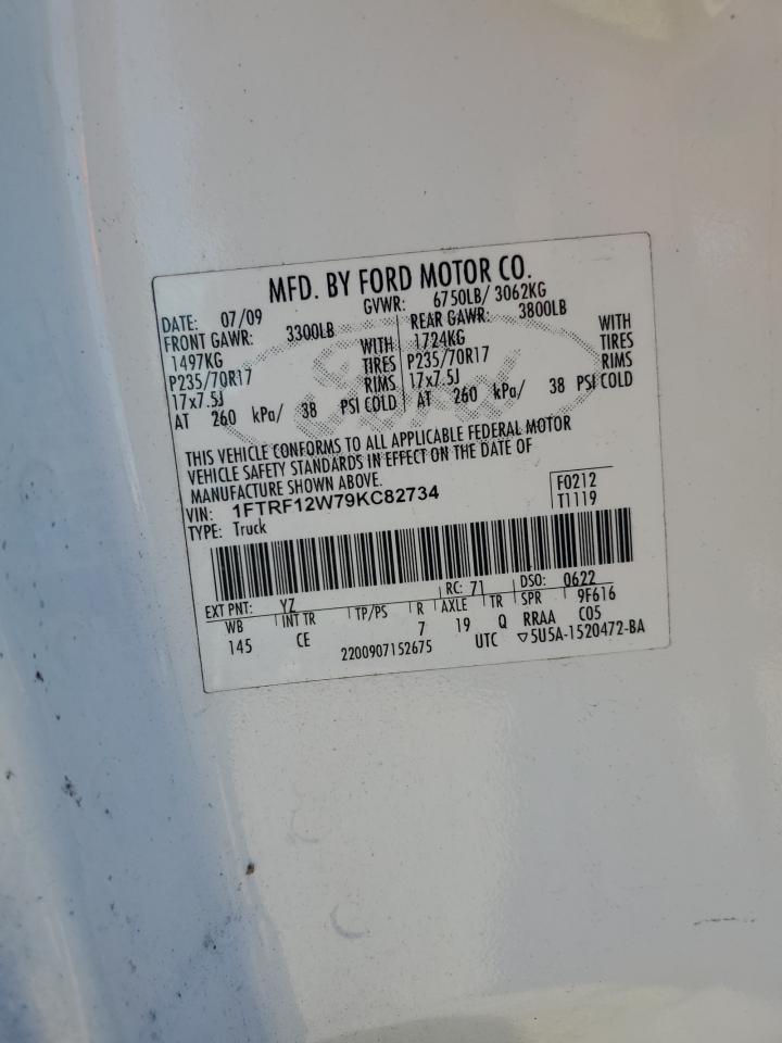 2009 Ford F150 VIN: 1FTRF12W79KC82734 Lot: 81836315