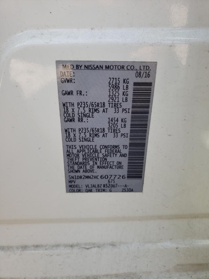 2017 Nissan Pathfinder S VIN: 5N1DR2MN2HC607726 Lot: 71594845