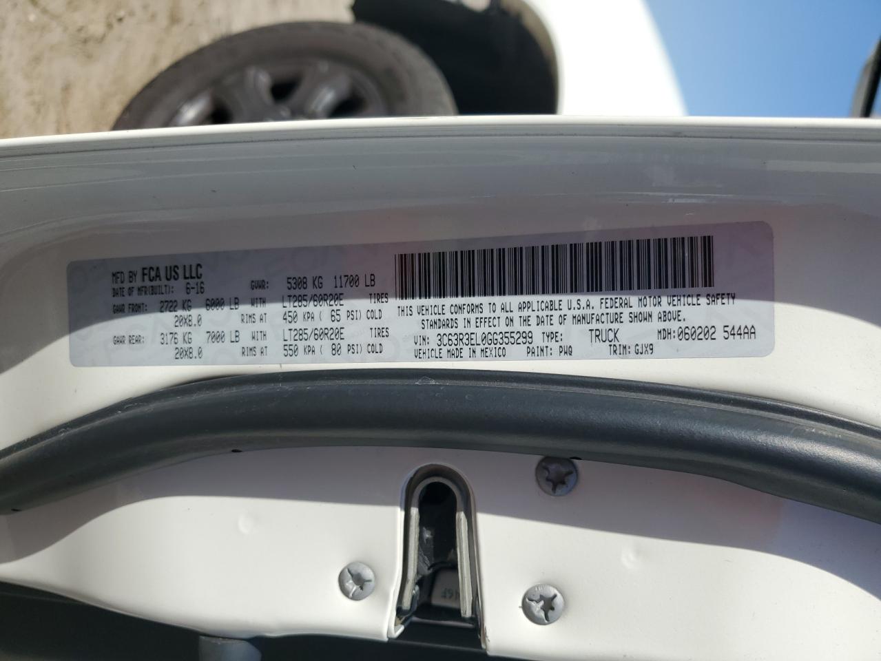 2016 Ram 3500 Laramie VIN: 3C63R3EL0GG355299 Lot: 71750525