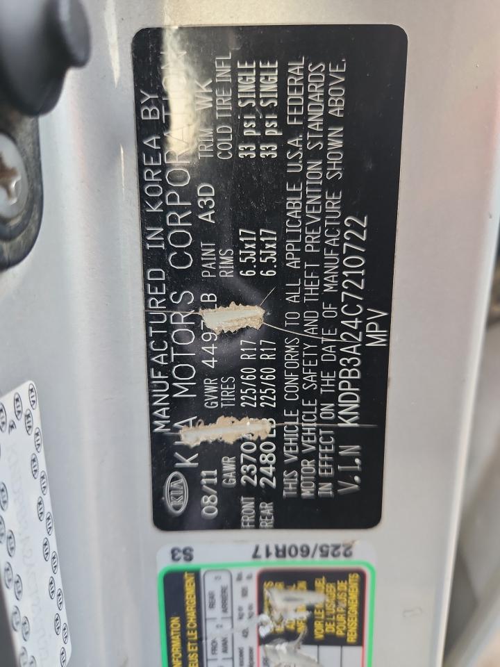 2012 Kia Sportage Base VIN: KNDPB3A24C7210722 Lot: 81011345