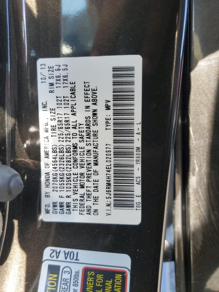 2014 Honda Cr-V Exl VIN: 5J6RM4H74EL020577 Lot: 80638355