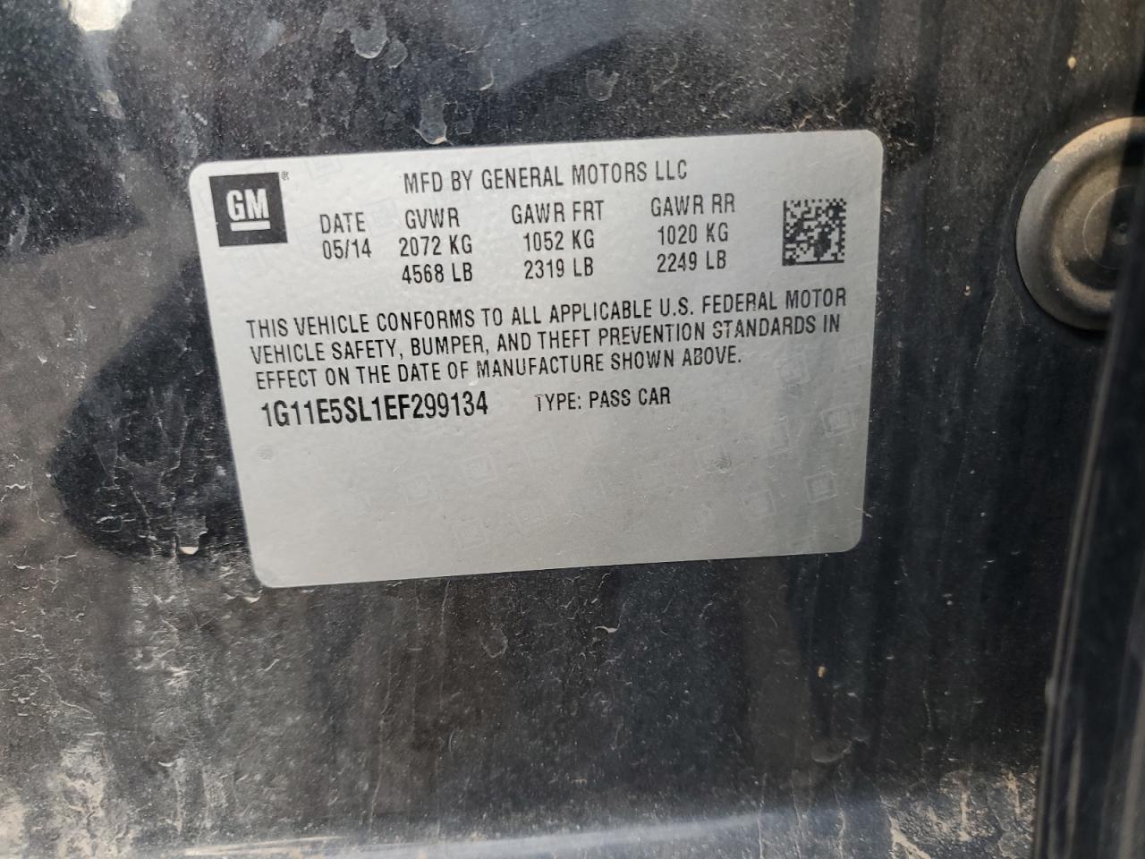 2014 Chevrolet Malibu 2Lt VIN: 1G11E5SL1EF299134 Lot: 71085405