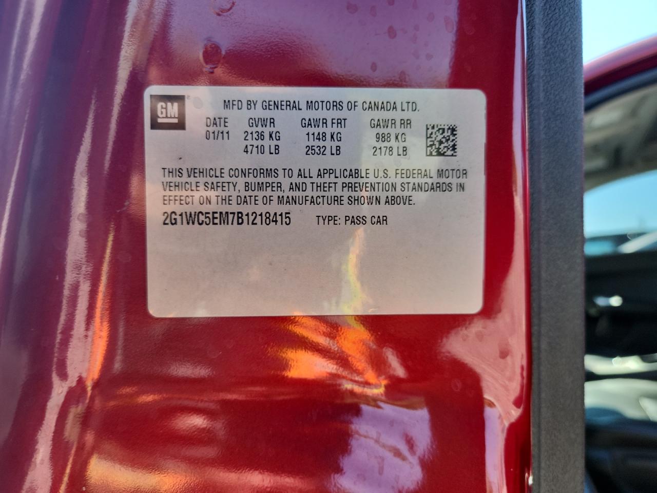 2011 Chevrolet Impala Ltz VIN: 2G1WC5EM7B1218415 Lot: 81070185