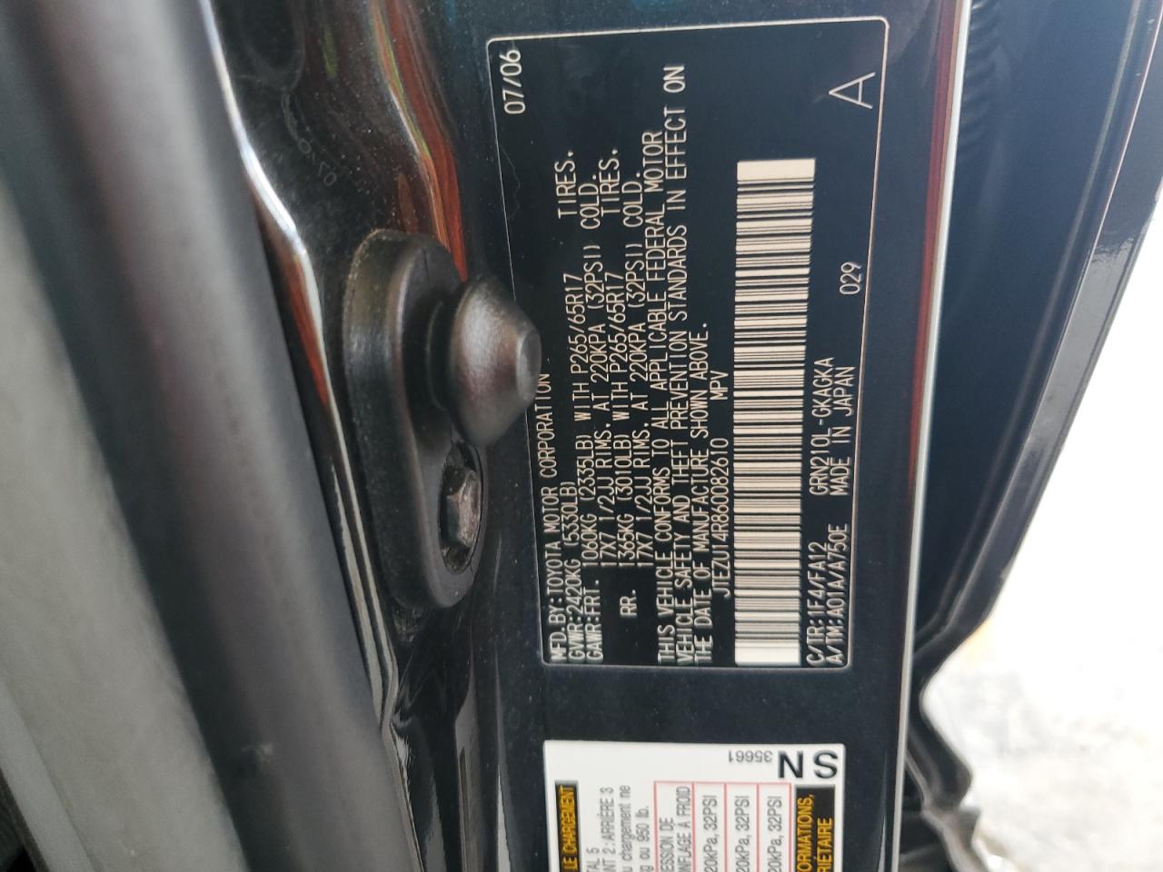 2006 Toyota 4Runner Sr5 VIN: JTEZU14R860082610 Lot: 80997485