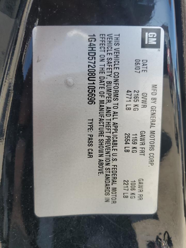 2008 Buick Lucerne Cxl VIN: 1G4HD57208U105696 Lot: 69238095