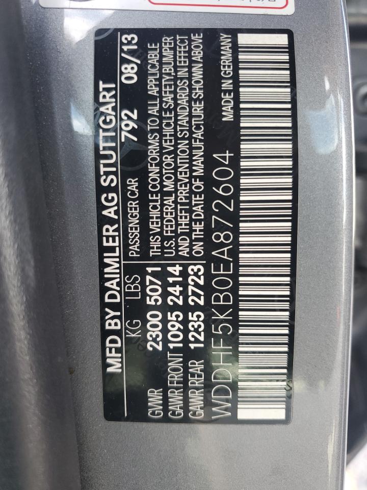 2014 Mercedes-Benz E 350 VIN: WDDHF5KB0EA872604 Lot: 81327255