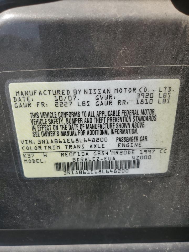 2008 Nissan Sentra 2.0 VIN: 3N1AB61E68L648200 Lot: 71894655
