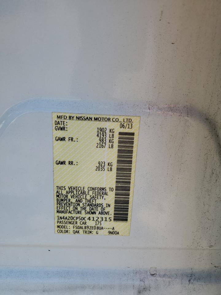 2013 Nissan Leaf S VIN: 1N4AZ0CP5DC412315 Lot: 80205165