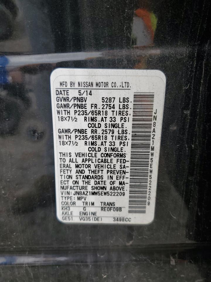 2014 Nissan Murano S VIN: JN8AZ1MW5EW522209 Lot: 68947235