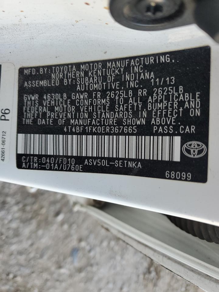 2014 Toyota Camry L VIN: 4T4BF1FK0ER367665 Lot: 71281735