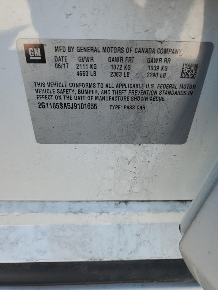 2018 Chevrolet Impala Lt VIN: 2G1105SA5J9101655 Lot: 67388365