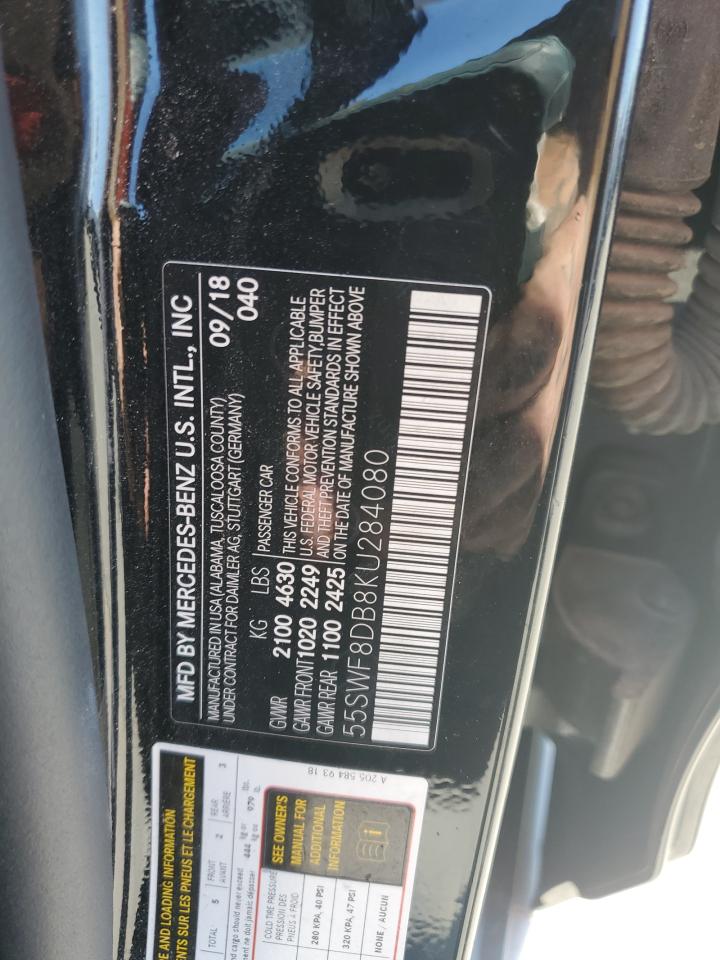 2019 Mercedes-Benz C 300 VIN: 55SWF8DB8KU284080 Lot: 81732685