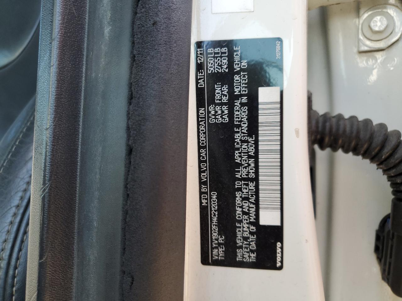 2012 Volvo S60 T6 VIN: YV1902FH4C2120340 Lot: 83839925