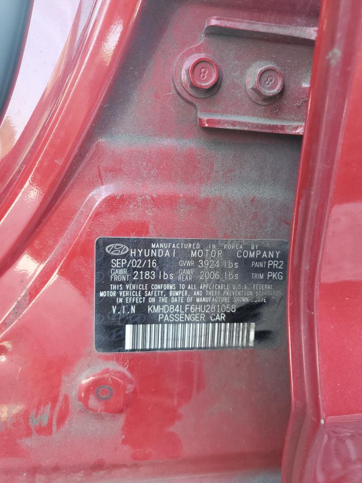2017 Hyundai Elantra Se VIN: KMHD84LF6HU281058 Lot: 81494315