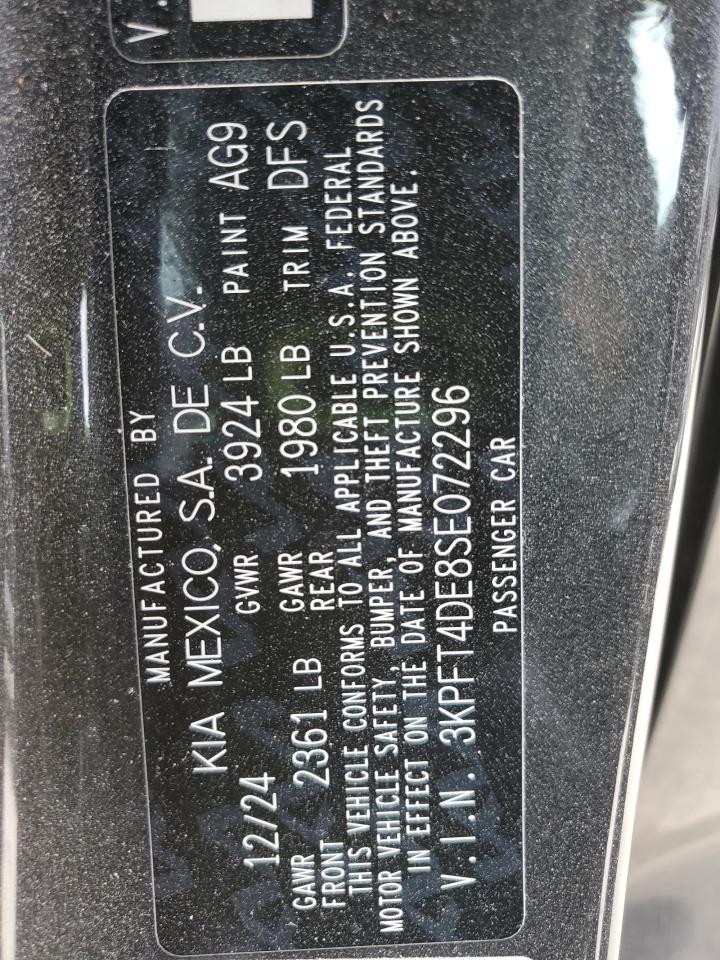 2025 Kia K4 Lx VIN: 3KPFT4DE8SE072296 Lot: 84298595