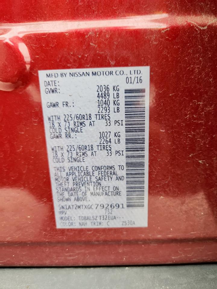 2016 Nissan Rogue S VIN: 5N1AT2MTXGC792691 Lot: 82118805