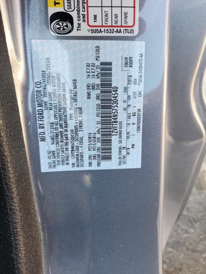 2007 Ford Mustang VIN: 1ZVFT84N575304540 Lot: 80346015