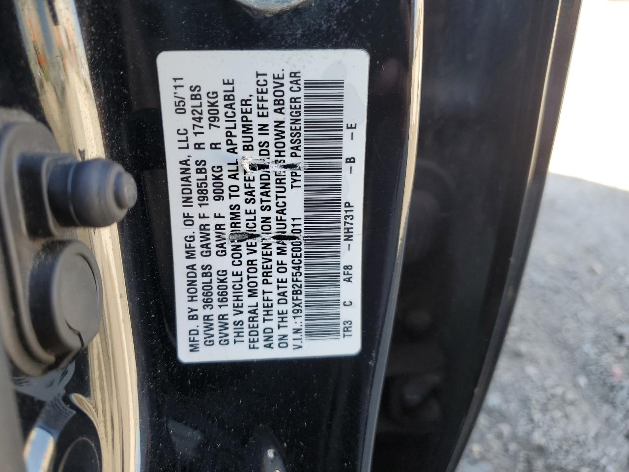 2012 Honda Civic Lx VIN: 19XFB2F54CE002011 Lot: 80703085