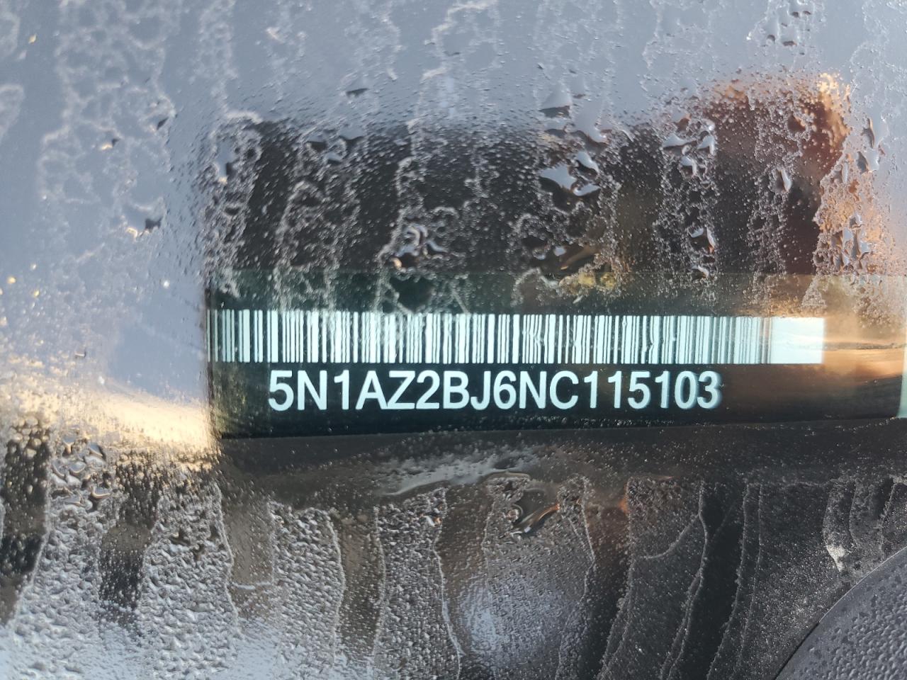 2022 Nissan Murano Sv VIN: 5N1AZ2BJ6NC115103 Lot: 84168645