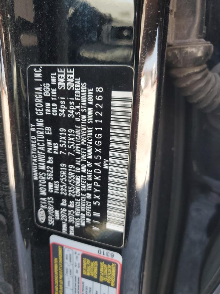 2016 Kia Sorento Sx VIN: 5XYPKDA5XGG112268 Lot: 82146775