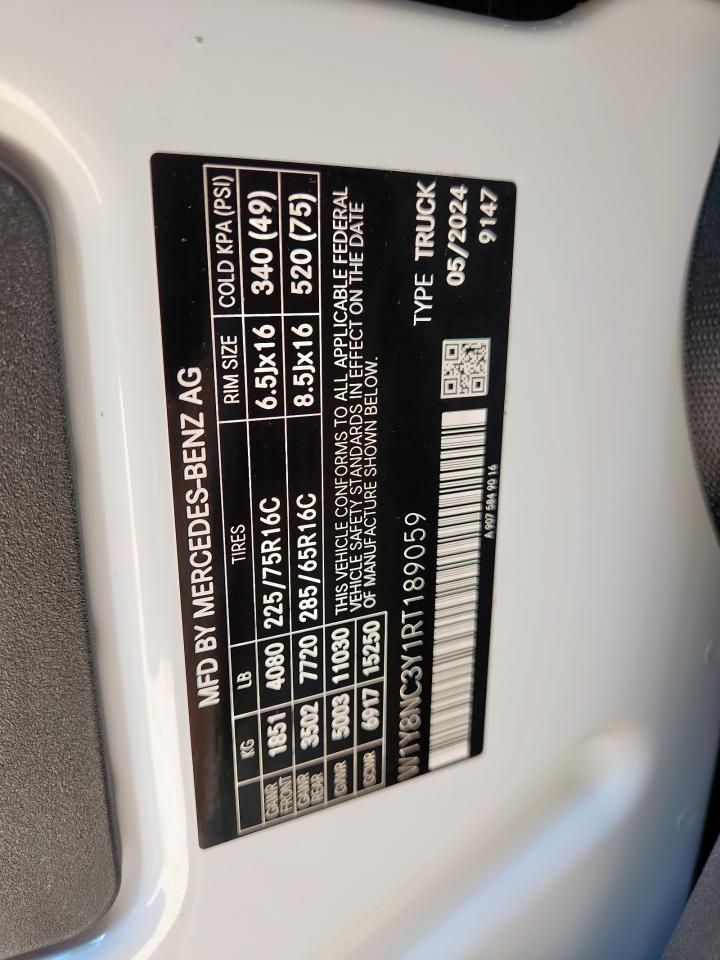 2024 Mercedes-Benz Sprinter 3500 VIN: W1Y8NC3Y1RT189059 Lot: 80498755