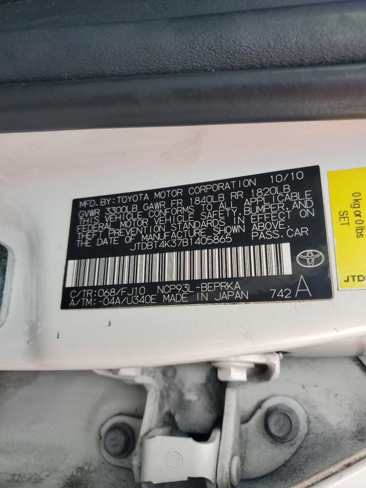 2011 Toyota Yaris VIN: JTDBT4K37B1405865 Lot: 71492585