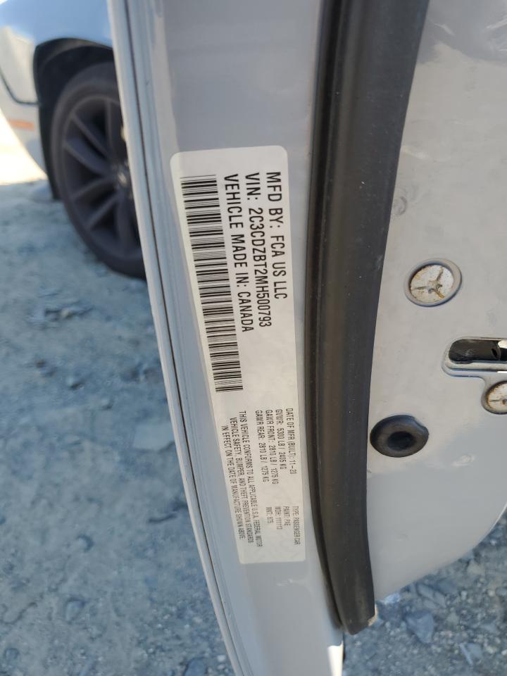 2021 Dodge Challenger R/T VIN: 2C3CDZBT2MH500793 Lot: 71990745