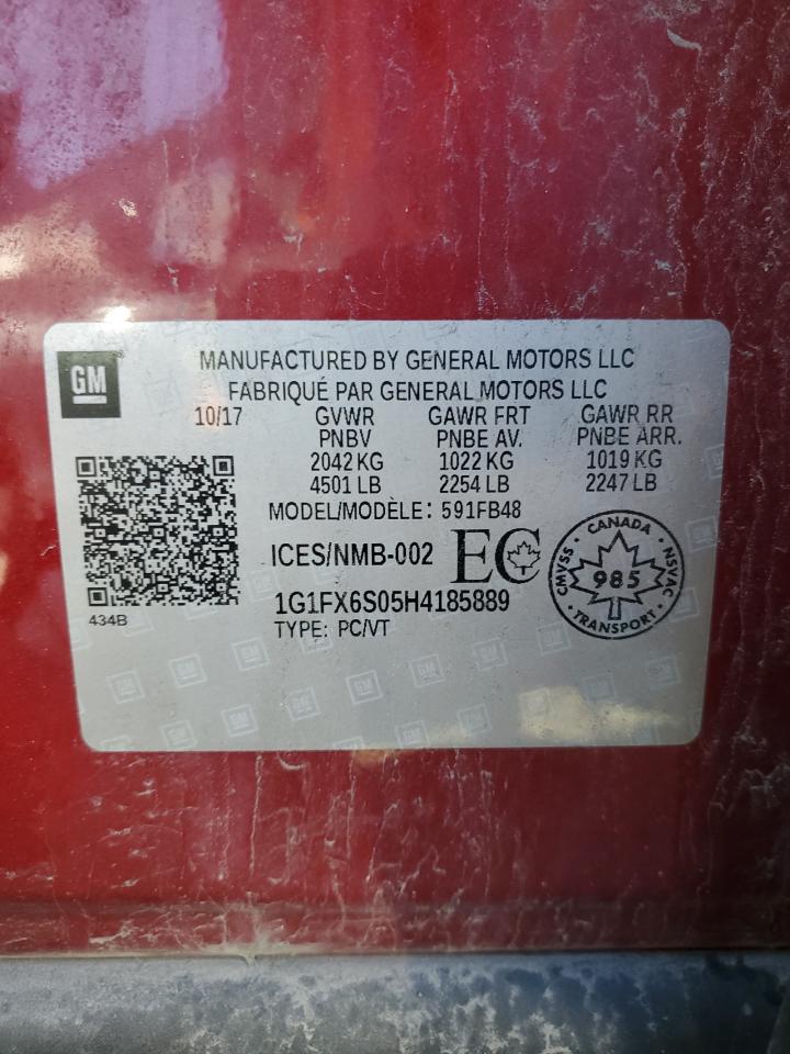 2017 Chevrolet Bolt Ev Premier VIN: 1G1FX6S05H4185889 Lot: 81554135