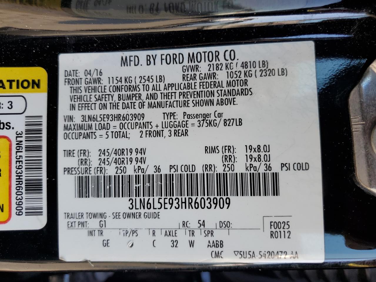 2017 Lincoln Mkz Reserve VIN: 3LN6L5E93HR603909 Lot: 71825795