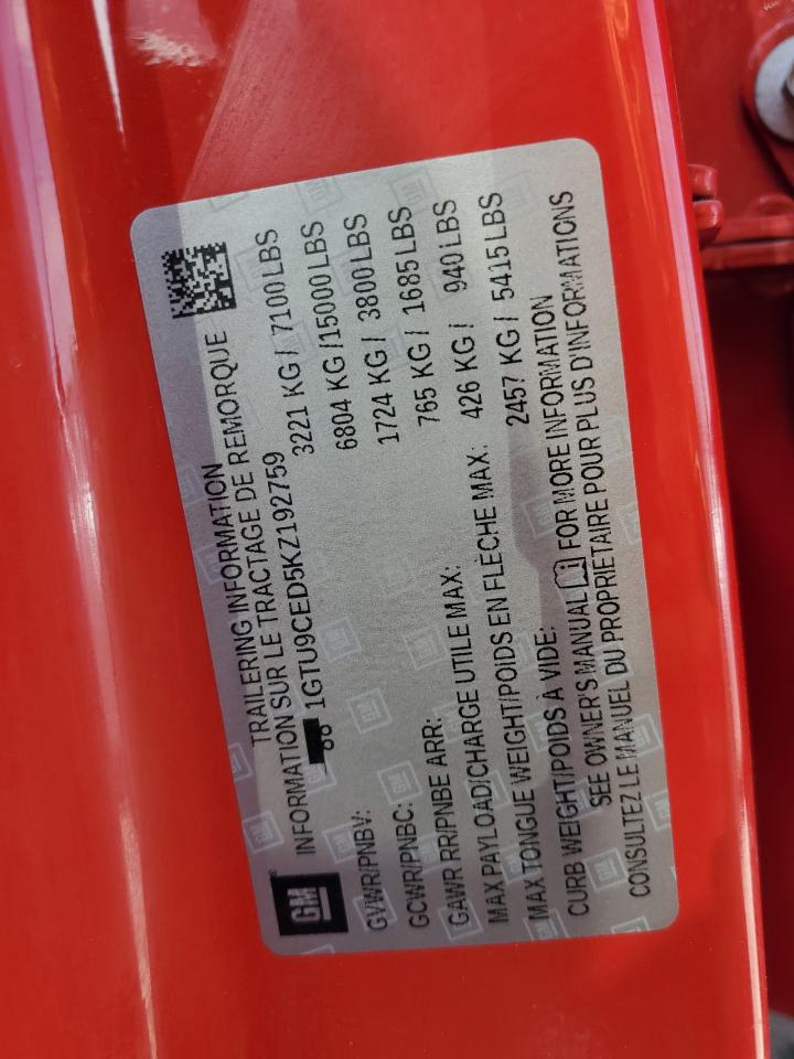 2019 GMC Sierra K1500 Elevation VIN: 1GTU9CED5KZ192759 Lot: 72058715