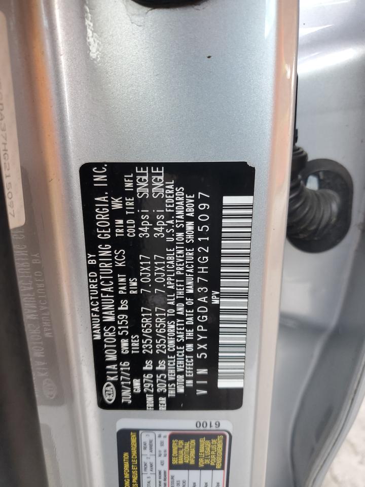 2017 Kia Sorento Lx VIN: 5XYPGDA37HG215097 Lot: 84024045