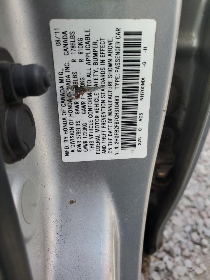 2012 Honda Civic Ex VIN: 2HGFB2F87CH310483 Lot: 81028875