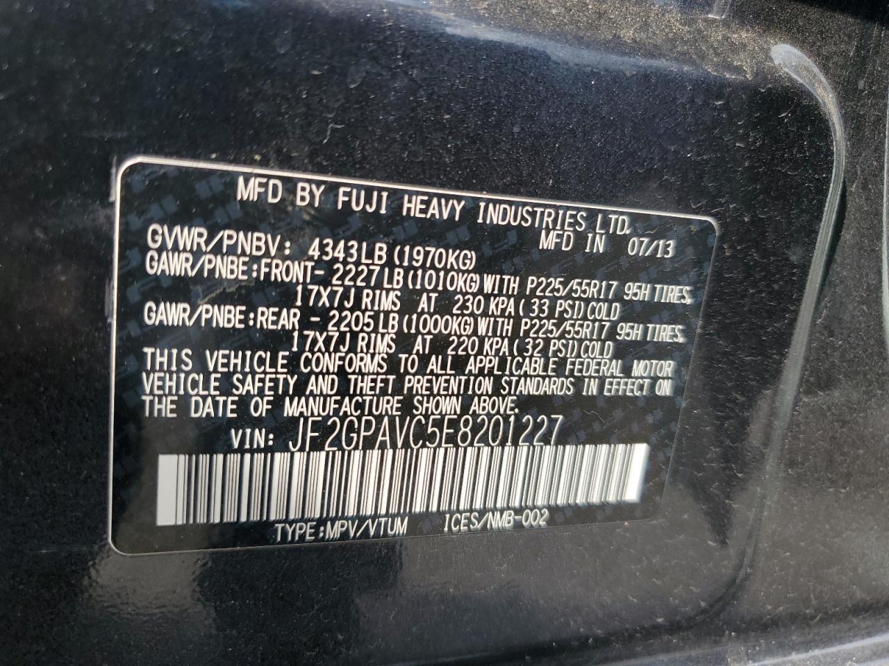 2014 Subaru Xv Crosstrek 2.0 Premium VIN: JF2GPAVC5E8201227 Lot: 80715895