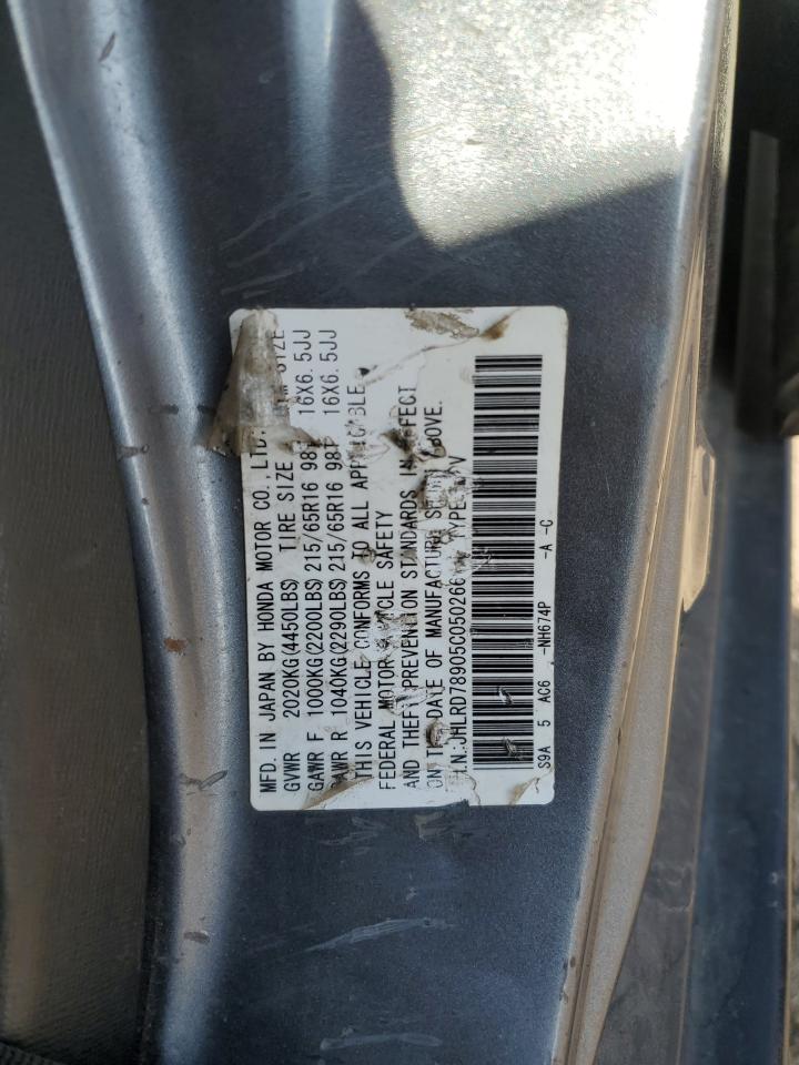 2005 Honda Cr-V Se VIN: JHLRD78905C050266 Lot: 71631625