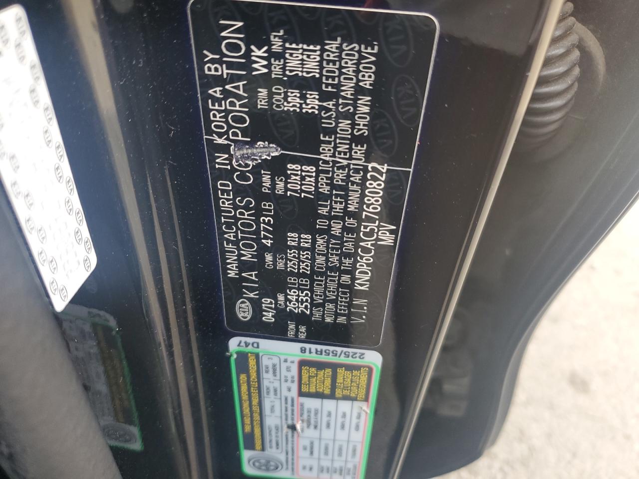 2020 Kia Sportage S VIN: KNDP6CAC5L7680822 Lot: 80718625