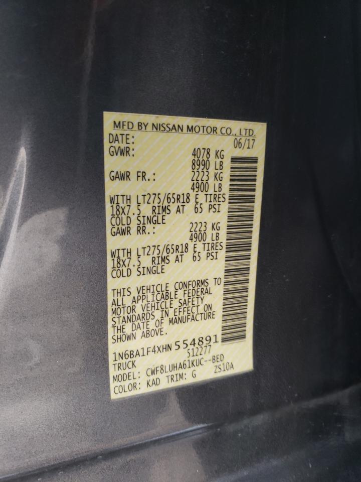 2017 Nissan Titan Xd Sl VIN: 1N6BA1F4XHN554891 Lot: 80861995