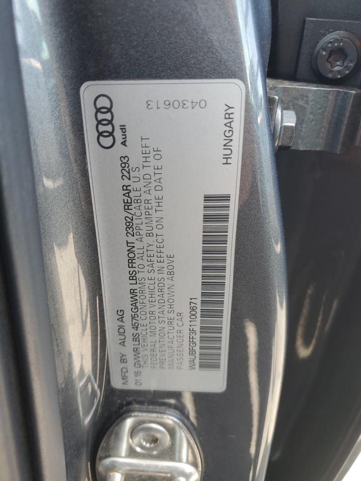 2015 Audi A3 Premium VIN: WAUBFGFF3F1100671 Lot: 71527015