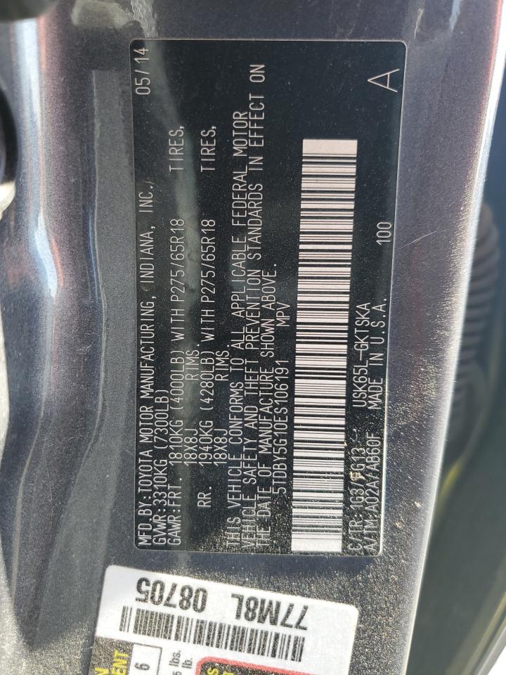 2014 Toyota Sequoia Sr5 VIN: 5TDBY5G10ES106191 Lot: 81240175